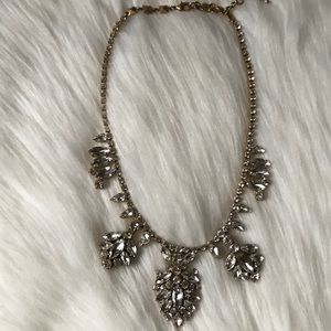 CAbi rhinestone crystal brooch gold necklace